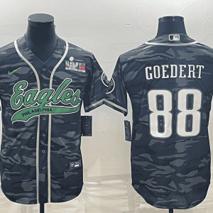 Philadelphia Eagles #88 Dallas Goedert Grey Camo With Super Bowl LVII Patch Cool Base Stitched Baseball Jersey