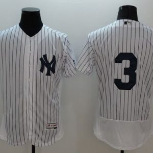 Yankees #3 Babe Ruth White Strip Flexbase Authentic Collection Stitched Jersey