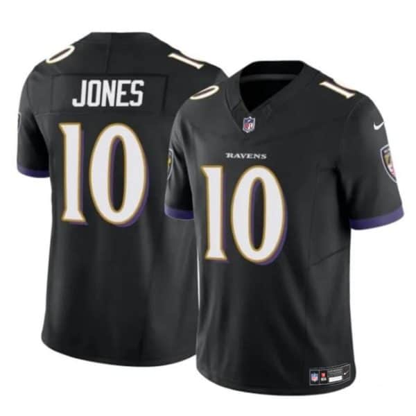 Baltimore Ravens #10 Emory Jones Black 2023 F.U.S.E Vapor Limited Jersey