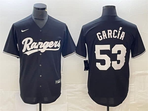 Texas Rangers #53 Adolis Garc¨ªa Black Cool Base Stitched Jersey