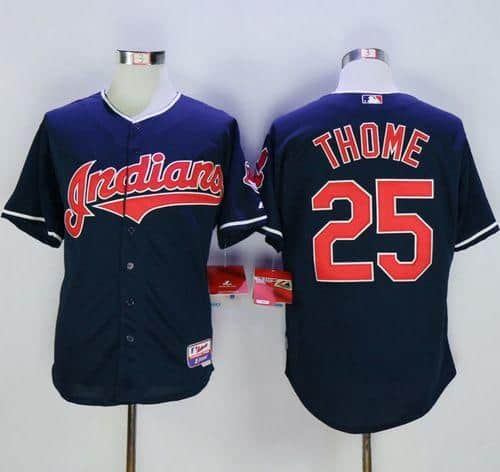 Indians #25 Jim Thome Navy Blue Cool Base Stitched Jersey