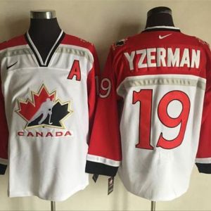 Team CA. #19 Steve Yzerman White Red Nike Throwback Stitched Jersey