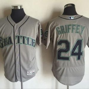 Mariners #24 Ken Griffey Grey Flexbase Authentic Collection Stitched Jersey