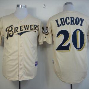 Brewers #20 Jonathan Lucroy Cream YOUniform Cool Base Stitched Jersey