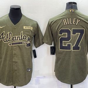 Atlanta Braves #27 Austin Riley Camo Salute To Service Cool Base Stitched Jersey
