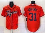 Detroit Tigers #31 Riley Greene Orange With Patch Cool Base Stitched Jersey