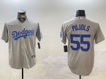 Los Angeles Dodgers #55 Albert Pujols Gray Cool Base Stitched Jersey