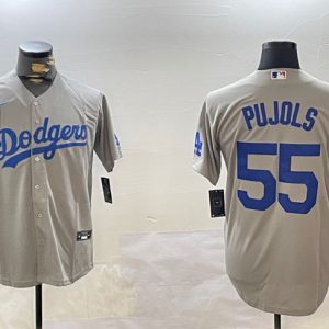Los Angeles Dodgers #55 Albert Pujols Gray Cool Base Stitched Jersey