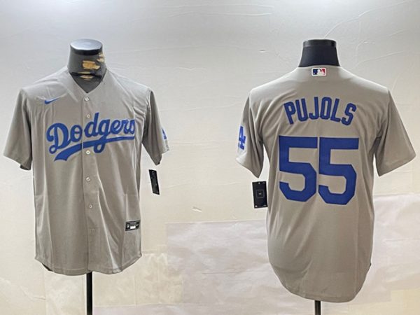 Los Angeles Dodgers #55 Albert Pujols Gray Cool Base Stitched Jersey