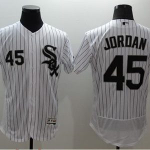 White Sox #45 Michael Jordan White(Black Strip) Flexbase Authentic Collection Stitched Jersey
