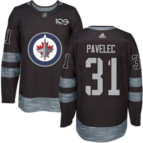 Jets #31 Ondrej Pavelec Black 1917-2017 100th Anniversary Stitched Jersey