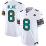 Miami Dolphins #8 Jevon Holland White 2023 F.U.S.E. With John Madden Patch Alternate With John Madden Patch And 3-Star C Patch Vapor Limited Stitched Jersey