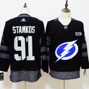 Tampa Bay Lightning #91 Steven Stamkos Black 1917-2017 100th Anniversary Adidas Jersey