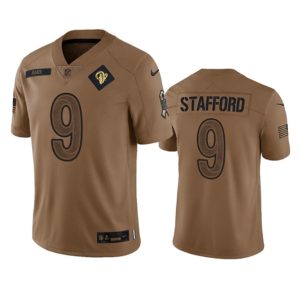 Los Angeles Rams #9 Matthew Stafford 2023 Brown Salute To Service Limited Stitched Jersey