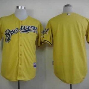Brewers Blank Yellow Alternate Cool Base Stitched Jersey