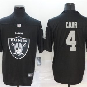 Raiders #4 Derek Carr 2020 Team Big Logo Black Limited Stitched Jersey