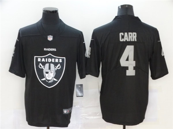 Raiders #4 Derek Carr 2020 Team Big Logo Black Limited Stitched Jersey