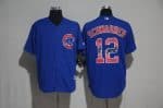 Chicago Cubs #12 Kyle Schwarber Blue Team Logo Print Cool Base Stitched Jersey