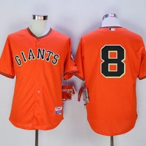 Giants #8 Hunter Pence Orange Old Style "Giants" Stitched Jersey