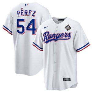 Texas Rangers #54 Mart¨ªn P¨¦rez White 2023 World Series Stitched Jersey