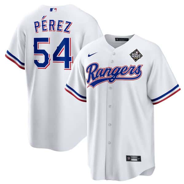Texas Rangers #54 Mart¨ªn P¨¦rez White 2023 World Series Stitched Jersey