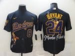Los Angeles Dodgers Front #8 Back #24 Kobe Bryant Black With KB Patch Cool Base Stitched Jersey