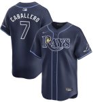 Tampa Bay Rays #7 Jos¨¦ Caballero Navy 2024 Away Limited Stitched Jersey