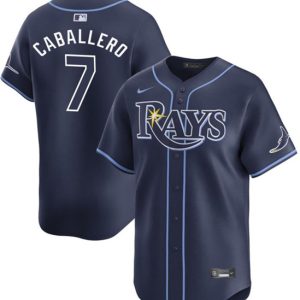Tampa Bay Rays #7 Jos¨¦ Caballero Navy 2024 Away Limited Stitched Jersey