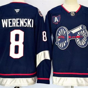 Columbus Blue Jackets #8 Zach Werenski Navy 2024-25 With A Patch Stitched Jersey