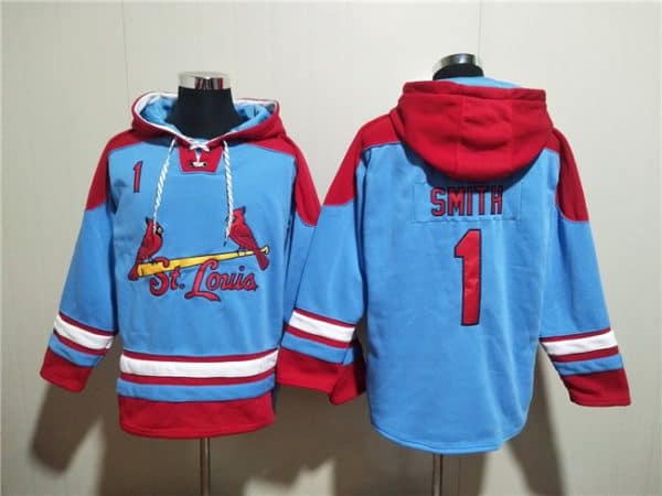 St.Louis Cardinals #1 Ozzie Smith Blue Ageless Must-Have Lace-Up Pullover Hoodie