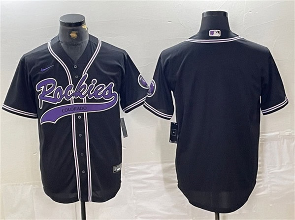Colorado Rockies Blank Black Cool Base Stitched Jersey
