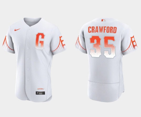San Francisco Giants #35 Brandon Crawford White City Connect Flex Base Stitched Jersey