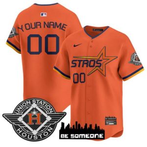 Houston Astros Custom Orange 2025 City Connect Limited Stitched Jersey