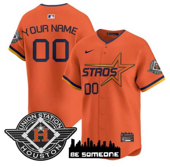 Houston Astros Custom Orange 2025 City Connect Limited Stitched Jersey