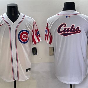 Chicago Cubs Team Big Logo White 2025 Independence Day Vapor Premier Limited Stitched Jersey