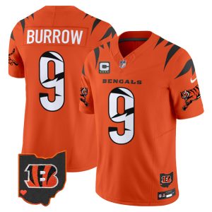 Cincinnati Bengals #9 Joe Burrow Orange F.U.S.E. With 4-Star C Patch Special Vapor Untouchable Limited Stitched Jersey