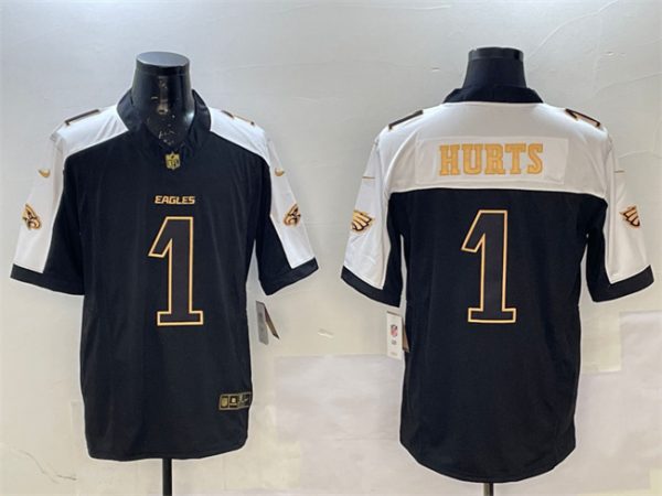 Philadelphia Eagles #1 Jalen Hurts Black Gold New F.U.S.E. Vapor Untouchable Limited Stitched Jersey