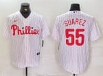 Philadelphia Phillies #55 Ranger Su¨¢rez White Cool Base Stitched Jersey