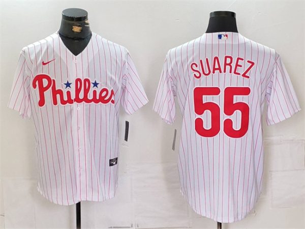 Philadelphia Phillies #55 Ranger Su¨¢rez White Cool Base Stitched Jersey