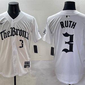 New York Yankees #3 Babe Ruth White 'Gothic Legacy Edition' Vapor Premier Limited Stitched Jersey