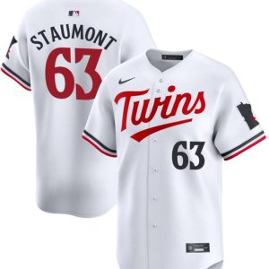 Minnesota Twins #63 Josh Staumont White 2024 Home Limited Cool Base Stitched Jersey