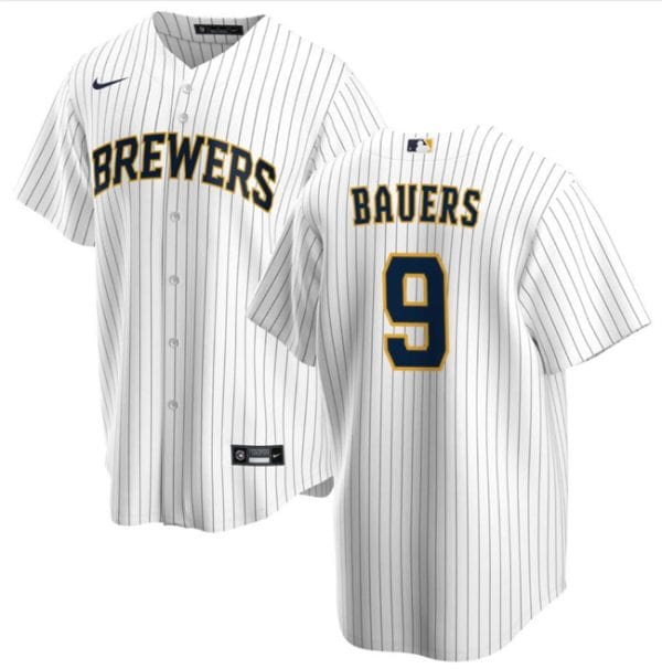 Milwaukee Brewers #9 Jake Bauers White Cool Base Stitched Jersey