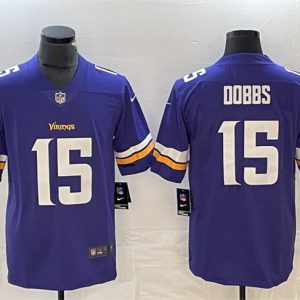 Minnesota Vikings #15 Josh Dobbs Purple Vapor Untouchable Limited Stitched Jersey