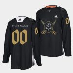 Tampa Bay Lightning Custom Gasparilla Inspired Pirate-Themed Warmup Black Stitched Jersey