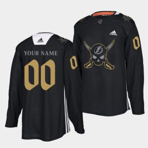 Tampa Bay Lightning Custom Gasparilla Inspired Pirate-Themed Warmup Black Stitched Jersey