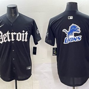 Detroit Lions Team Big Logo Black 'Motor Gothic Edition' Vapor Premier Limited Stitched Jersey