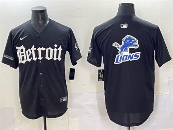 Detroit Lions Team Big Logo Black 'Motor Gothic Edition' Vapor Premier Limited Stitched Jersey