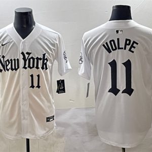 New York Yankees #11 Anthony Volpe White 'Gothic Legacy Edition' Vapor Premier Limited Stitched Jersey