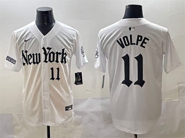 New York Yankees #11 Anthony Volpe White 'Gothic Legacy Edition' Vapor Premier Limited Stitched Jersey