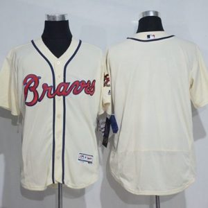 Braves Blank Cream Flexbase Authentic Collection Stitched Jersey
